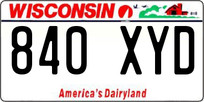 WI license plate 840XYD
