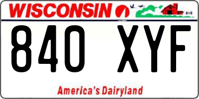 WI license plate 840XYF