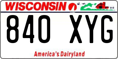 WI license plate 840XYG