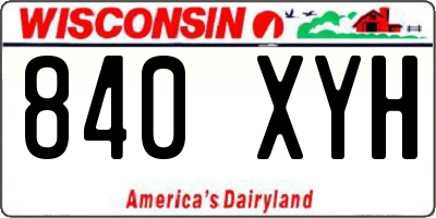 WI license plate 840XYH