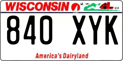 WI license plate 840XYK