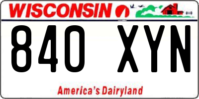 WI license plate 840XYN