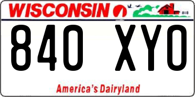 WI license plate 840XYO