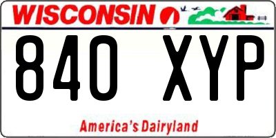 WI license plate 840XYP