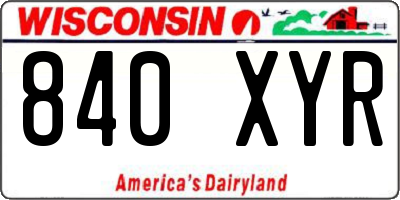 WI license plate 840XYR