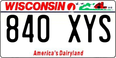 WI license plate 840XYS