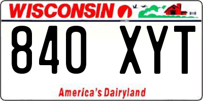 WI license plate 840XYT