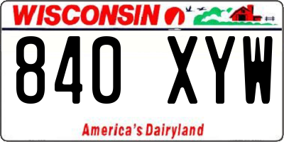 WI license plate 840XYW