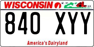 WI license plate 840XYY