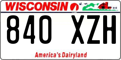 WI license plate 840XZH