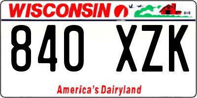 WI license plate 840XZK