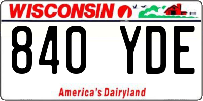 WI license plate 840YDE