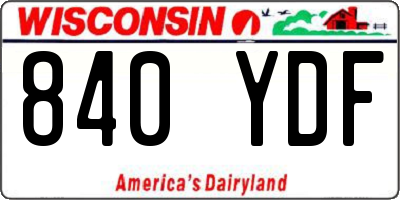 WI license plate 840YDF