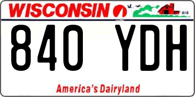 WI license plate 840YDH