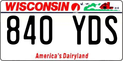 WI license plate 840YDS