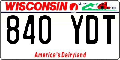 WI license plate 840YDT