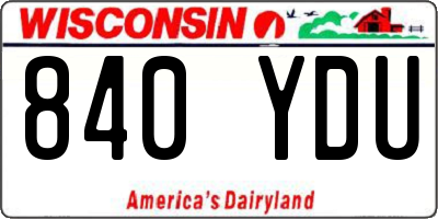 WI license plate 840YDU