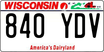 WI license plate 840YDV