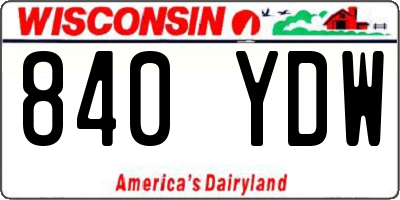 WI license plate 840YDW