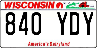 WI license plate 840YDY