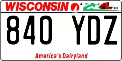 WI license plate 840YDZ