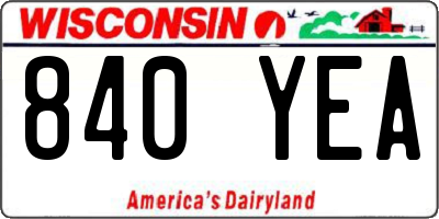 WI license plate 840YEA