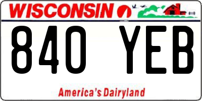 WI license plate 840YEB