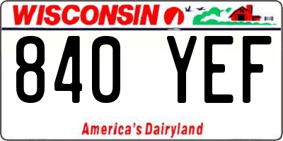 WI license plate 840YEF