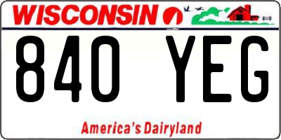 WI license plate 840YEG
