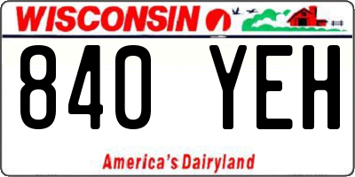 WI license plate 840YEH