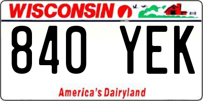 WI license plate 840YEK