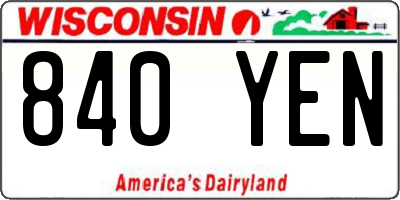 WI license plate 840YEN