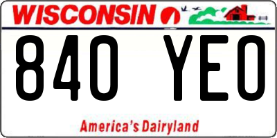 WI license plate 840YEO