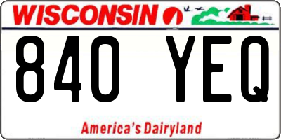 WI license plate 840YEQ