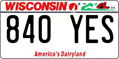 WI license plate 840YES