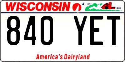 WI license plate 840YET