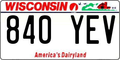 WI license plate 840YEV