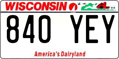 WI license plate 840YEY