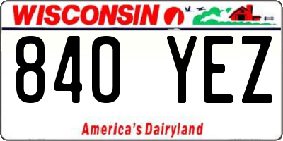WI license plate 840YEZ