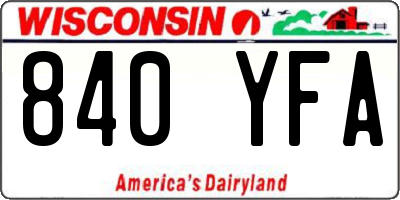 WI license plate 840YFA