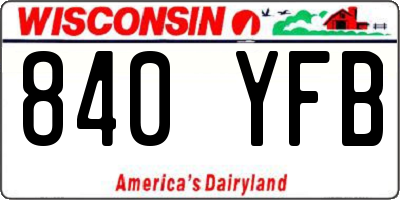 WI license plate 840YFB