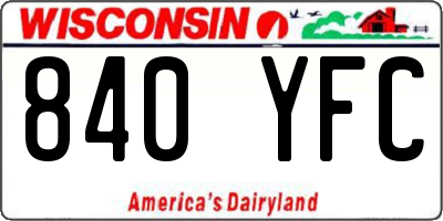 WI license plate 840YFC