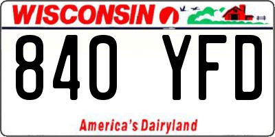 WI license plate 840YFD