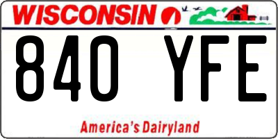 WI license plate 840YFE