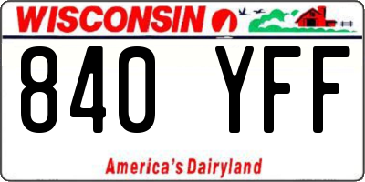 WI license plate 840YFF