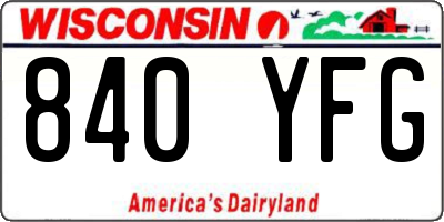 WI license plate 840YFG