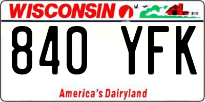 WI license plate 840YFK