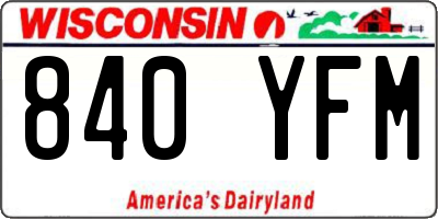 WI license plate 840YFM