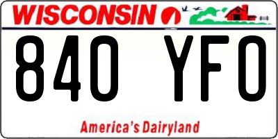 WI license plate 840YFO