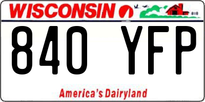 WI license plate 840YFP